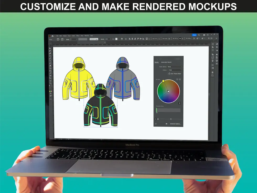 Editable hoodie and t-shirt templates from FUPstudio Male Activewear Mockups Bundle V.2 in action.