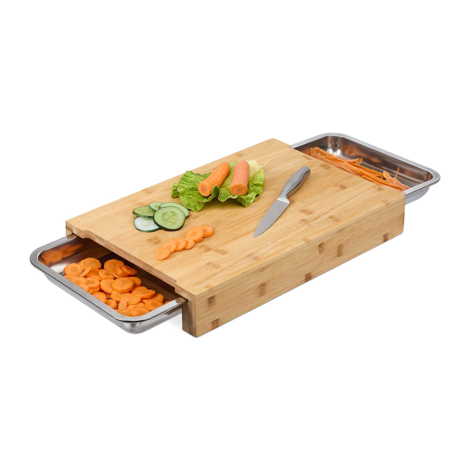 PrepDeck – Bamboo Cutting Board with Slide-Out Trays