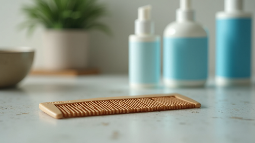 Close-up view of a comb and lice treatment products on a table