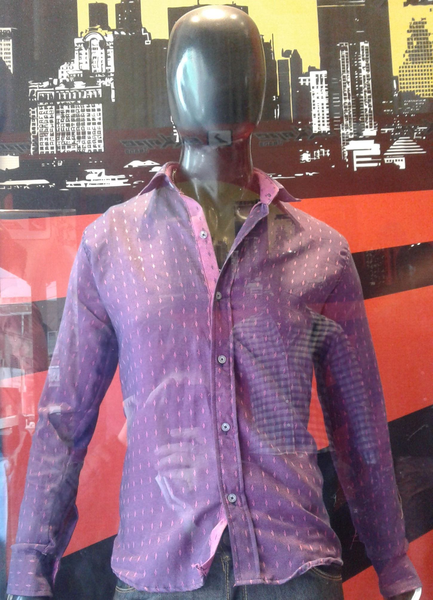 Camisa Hombre Manga Larga estampada Violeta