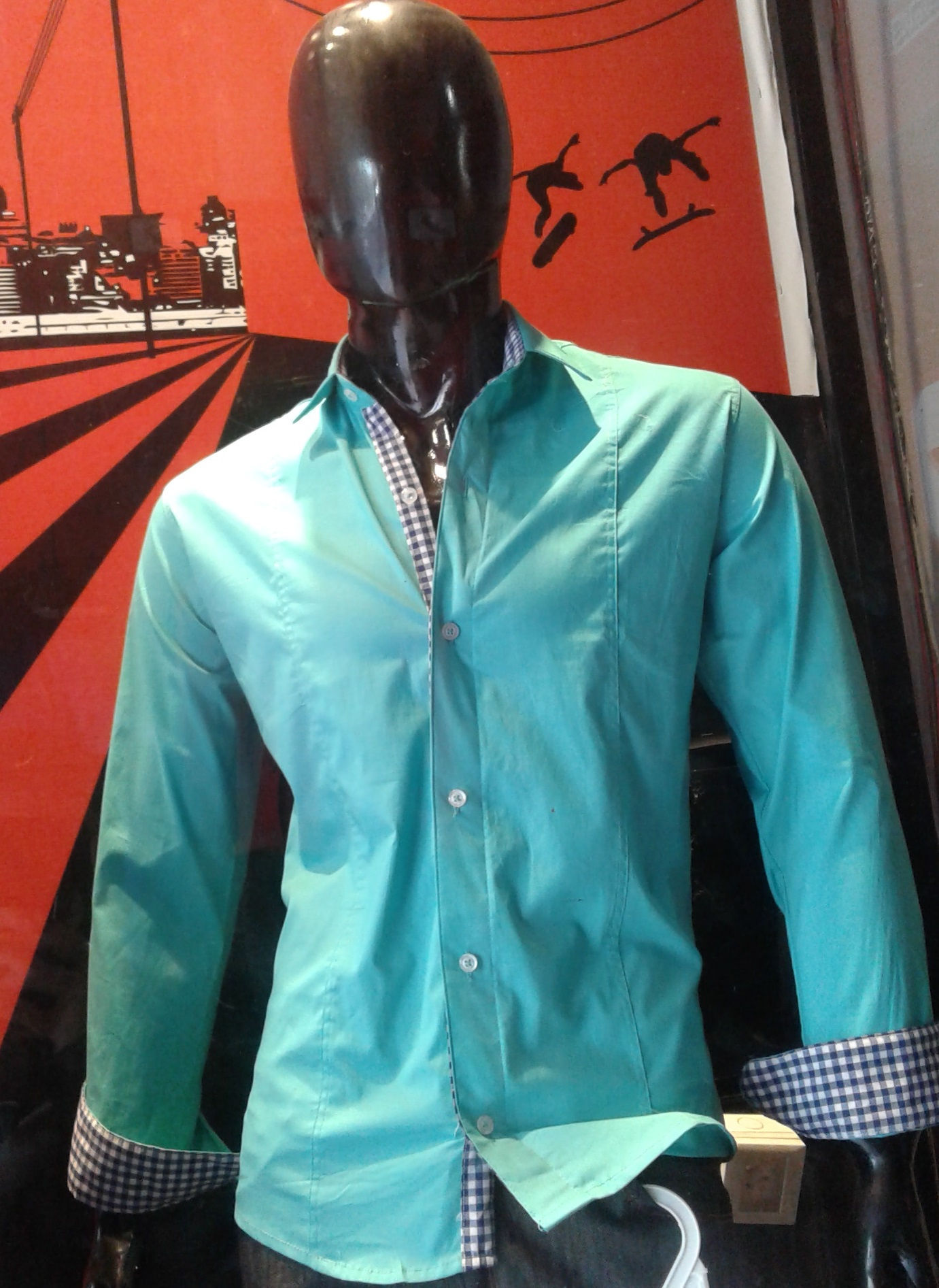 Camisa Verde Agua Manga Larga
