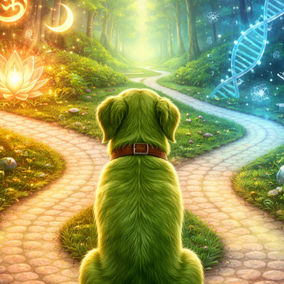 Perro verde con 2 caminos