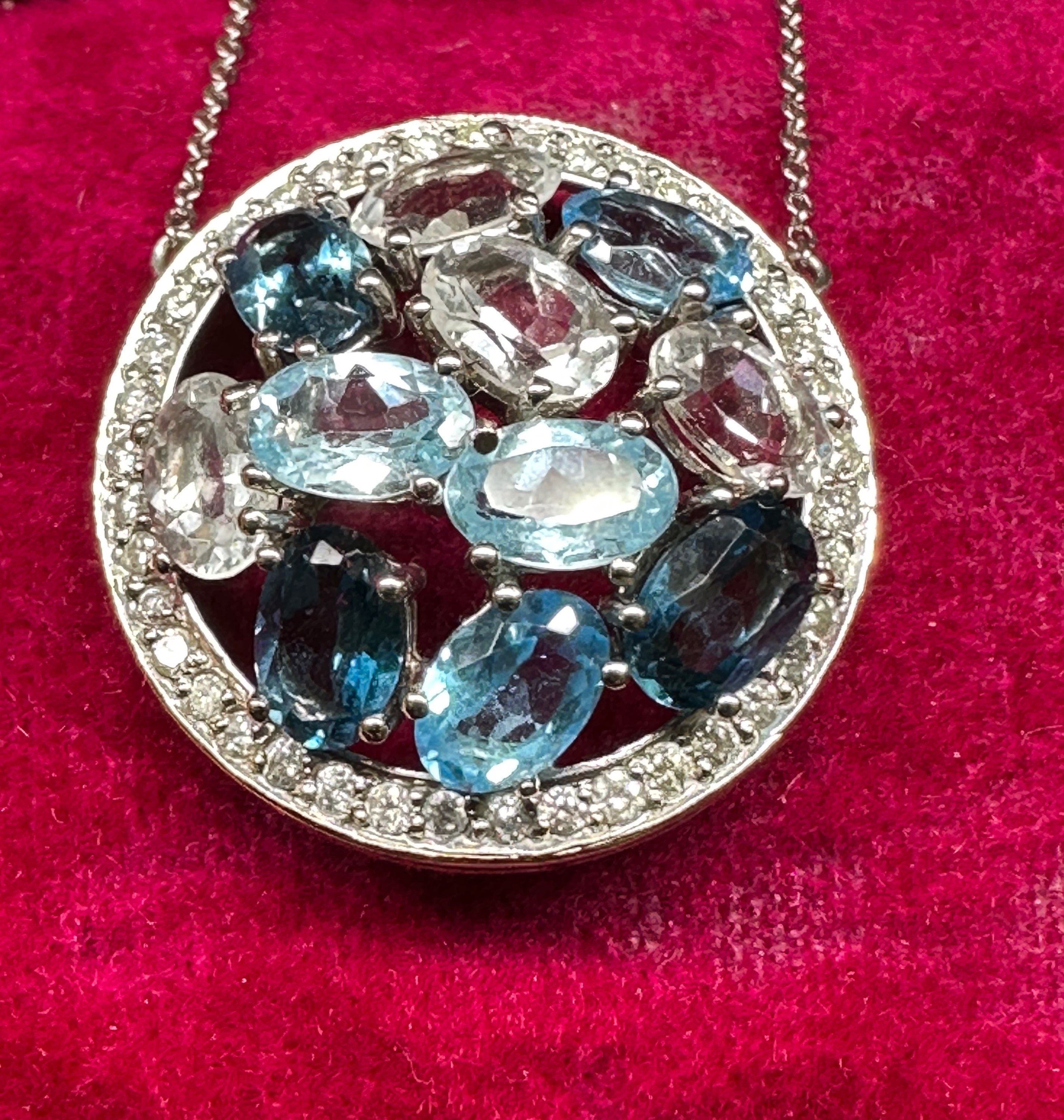 Round Topaz & Diamond 14k Gold Necklace