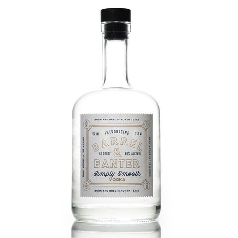 Ecommerce product photography of a clear spirits bottle for e-commerce alcohol shop.