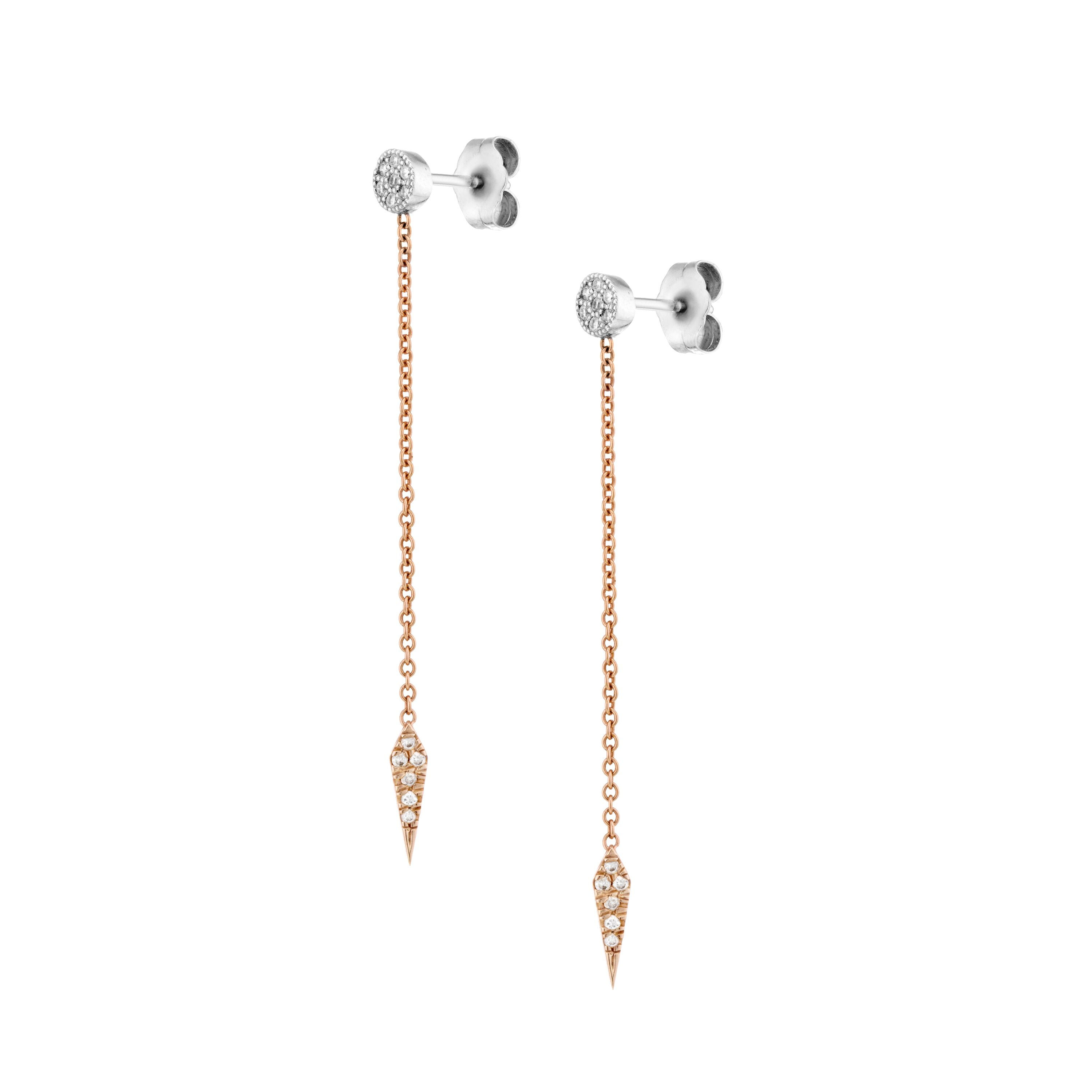 Single Triangle diamond necklece earring