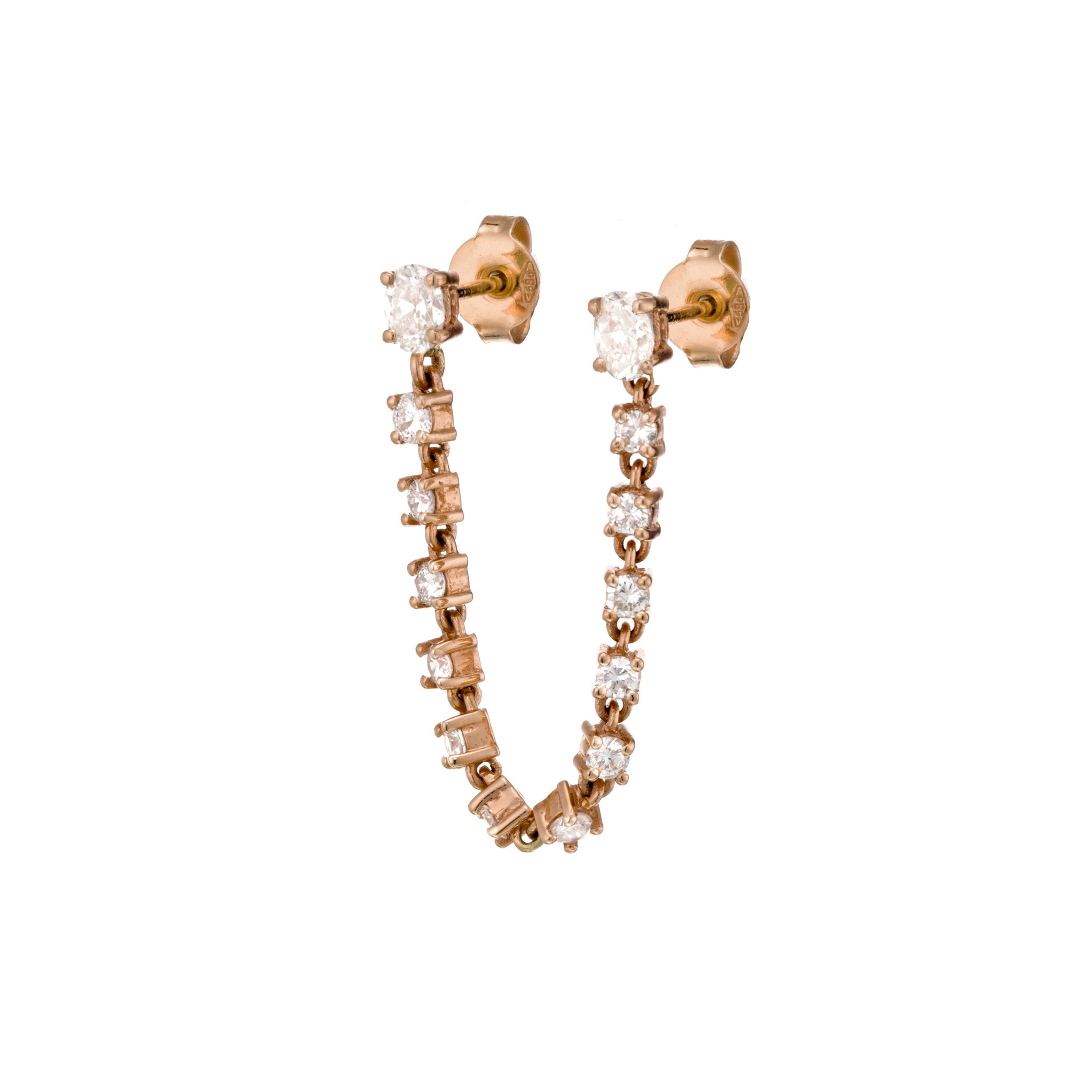 Oval shaped diamond necklece double earring