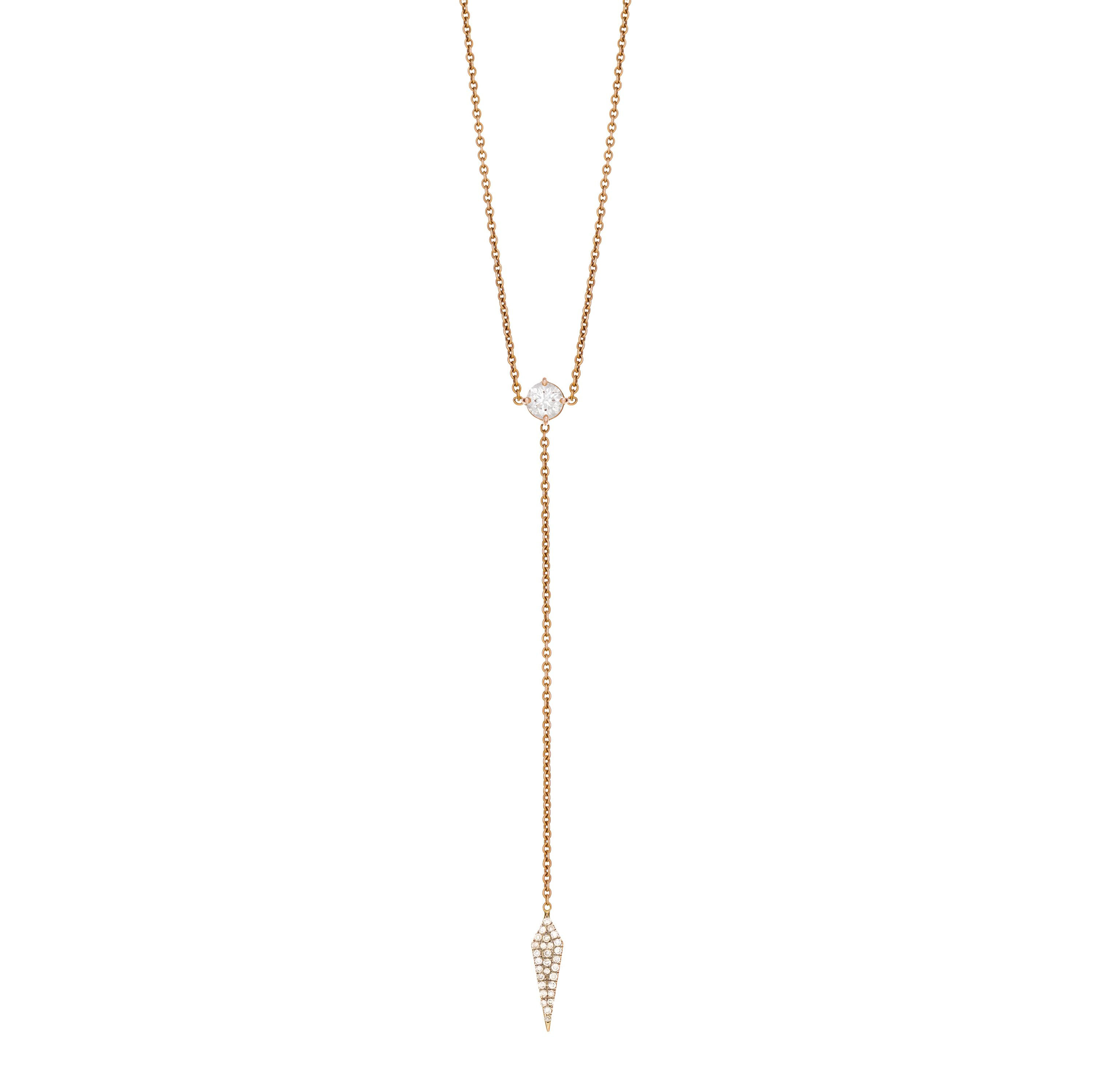 Soliter & triangle diamond tie necklace