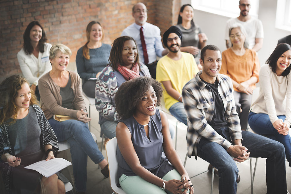 Image of happy students in class.