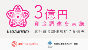 Blossom Energy Co., Ltd. raises a total of 300 million yen in funding.