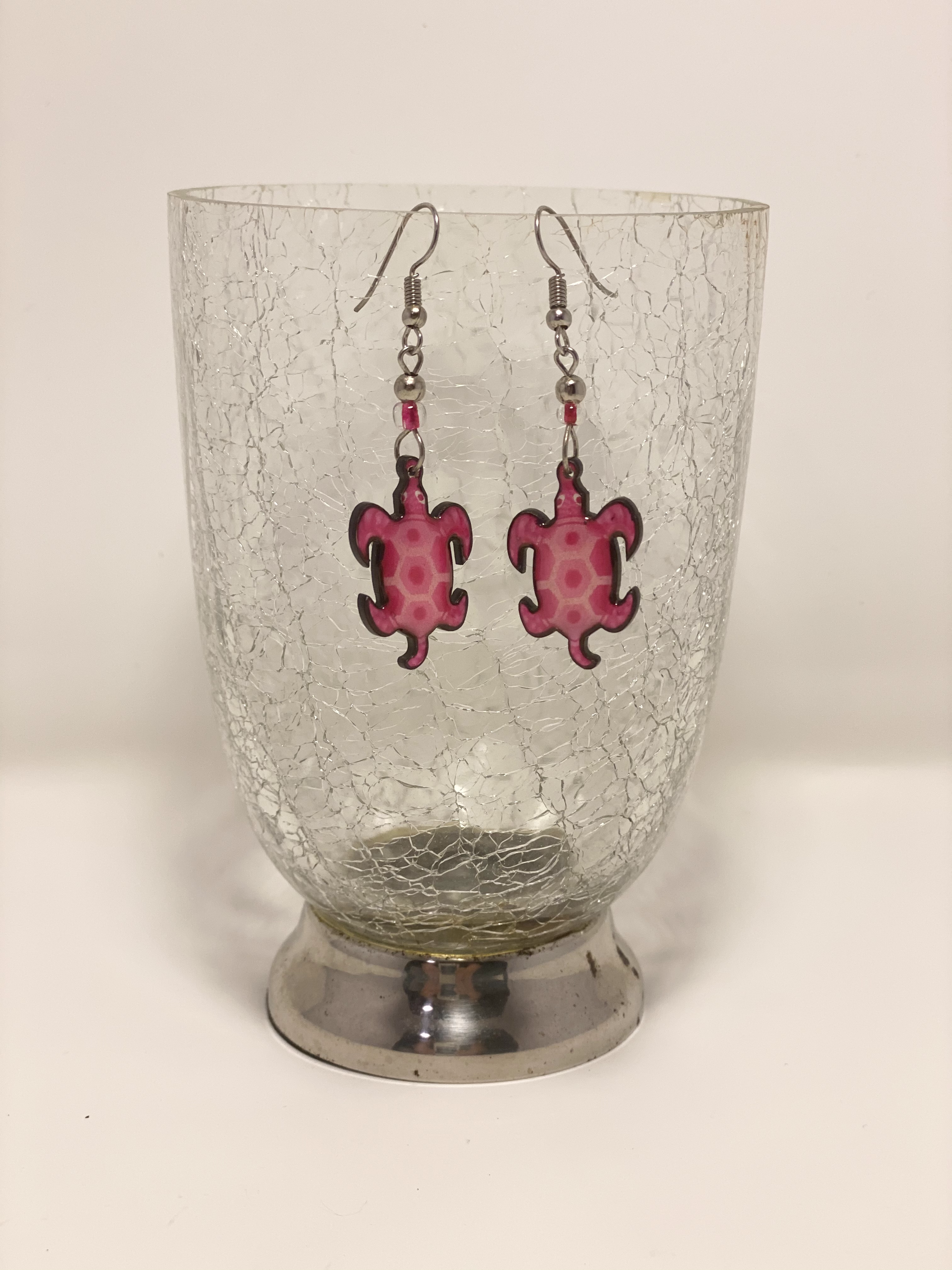 Pink Turtle Earrings