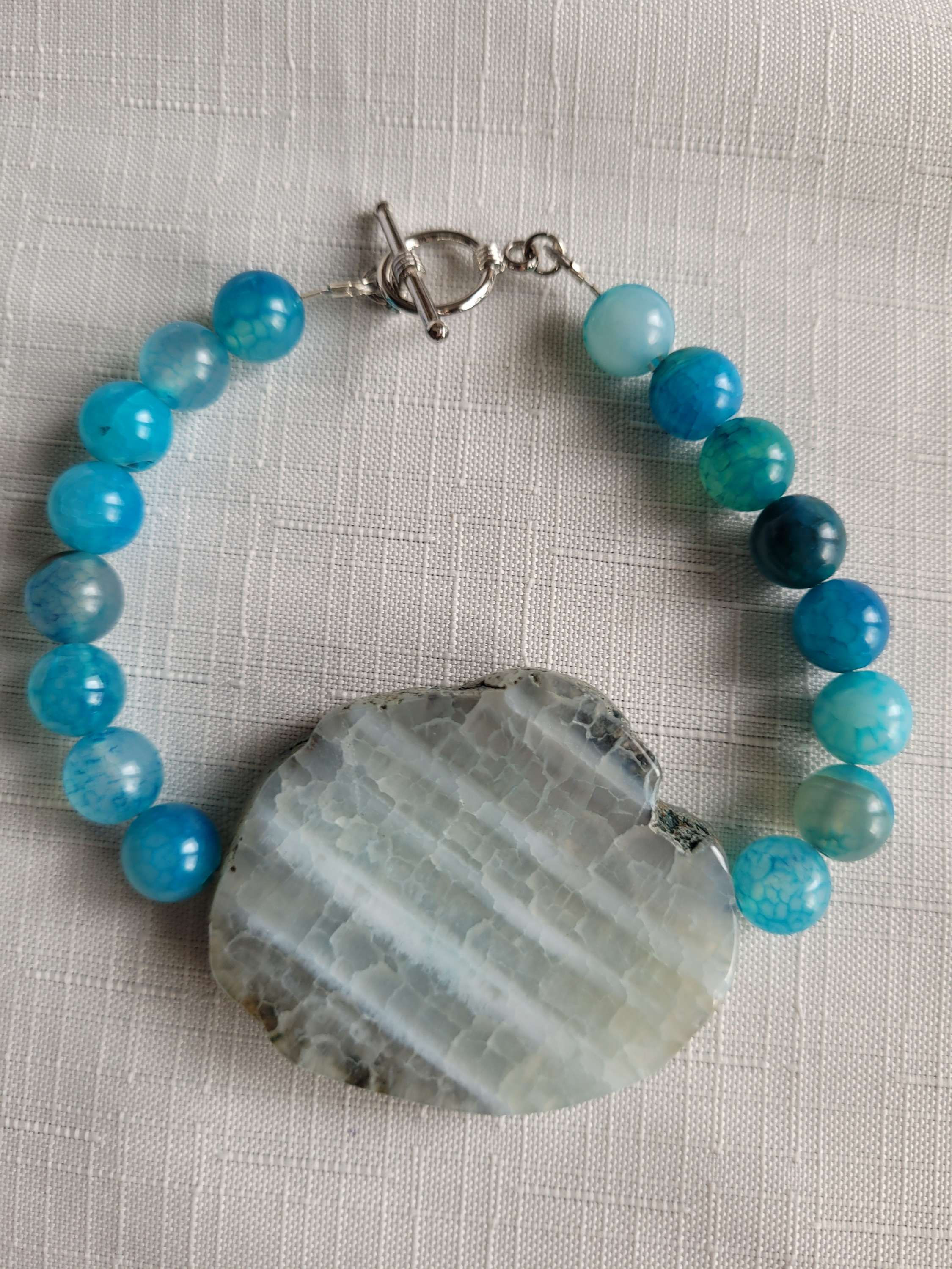 Blue Agate stone bracelet 