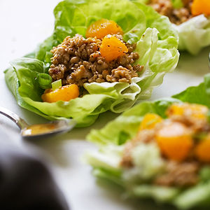 MON: Orange Chicken Lettuce Wraps (sub Impossible Meat for vegetarians)