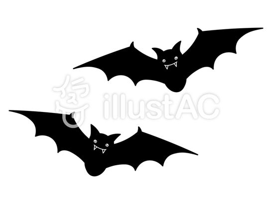 手描き　こうもり　シルエット