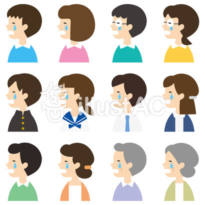 しゃべる人泣く　横向き