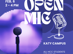 Open Mic at Katy, Feb. 6 at 2 pm