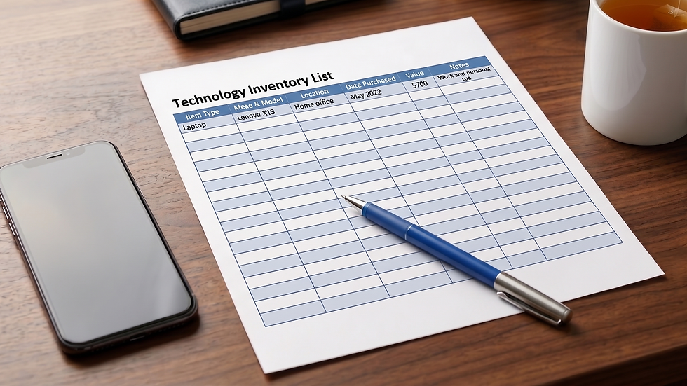 Gemini generated image of an technology inventory list lying on a desk