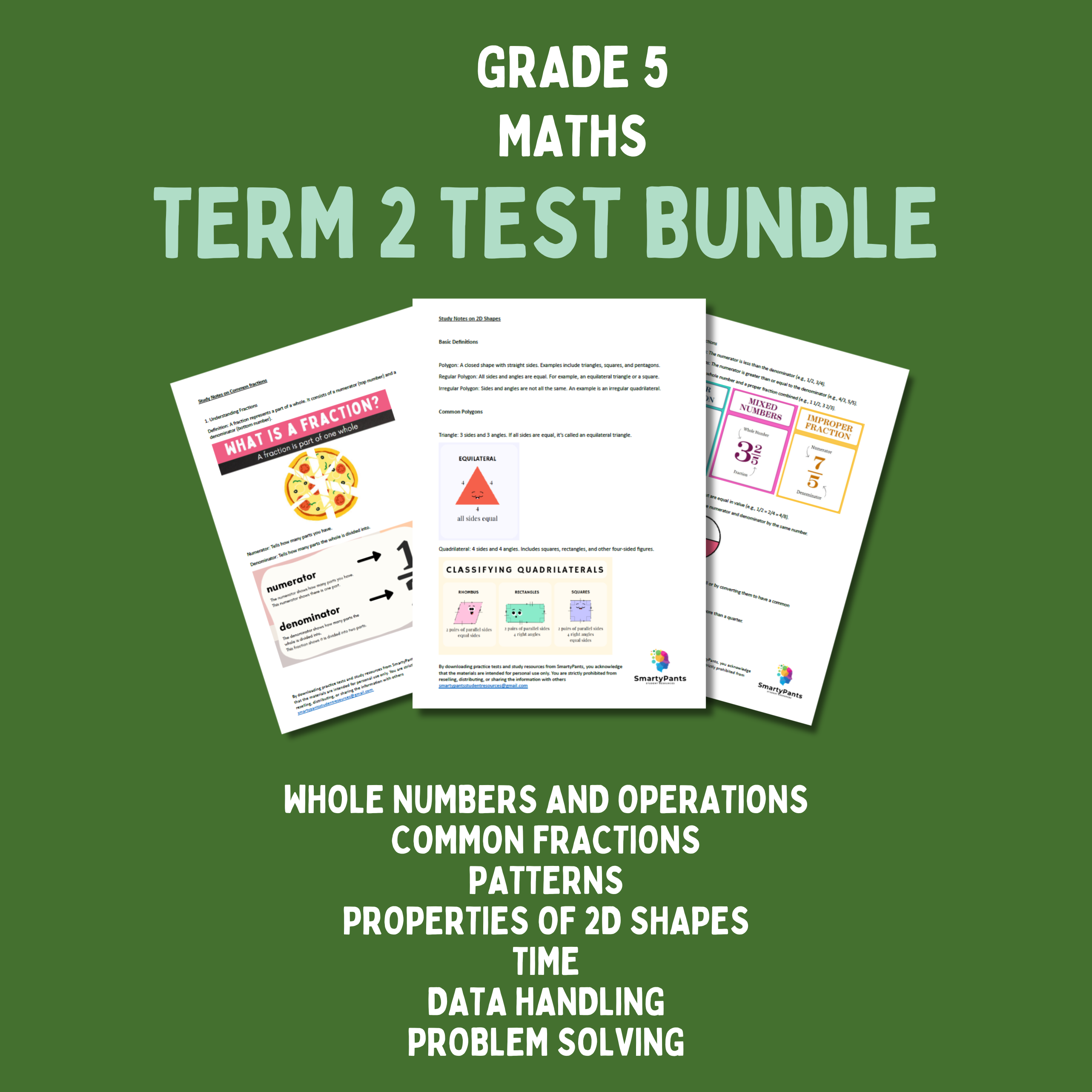 Grade 5: Maths Term 2 Test Bundle