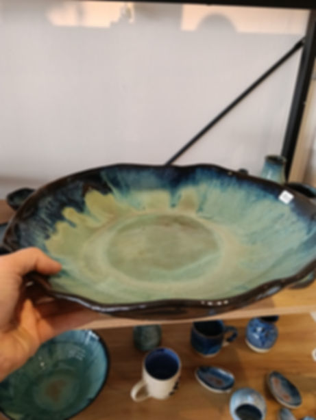 Black Bowl with sage green glaze
