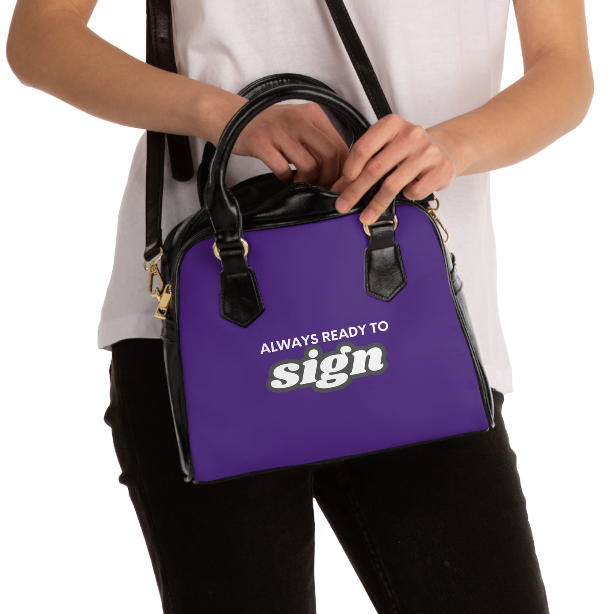 Official Notary Business Shoulder Handbag Purple