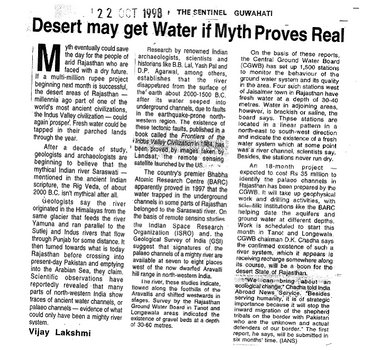 Mythical Saraswati River may come to Rajasthan's Rescue