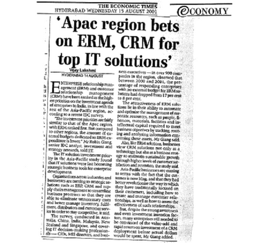 Apac Bets on ERM, CRM: IDC