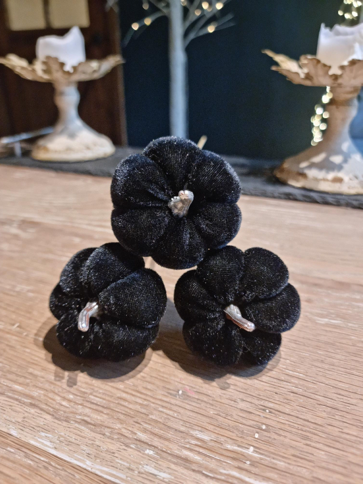 Halloween Black Velvet Pumpkin Sticks