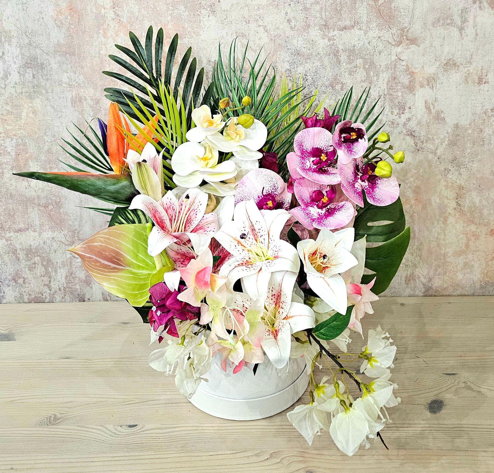 Tropical Faux Floral Hot Box