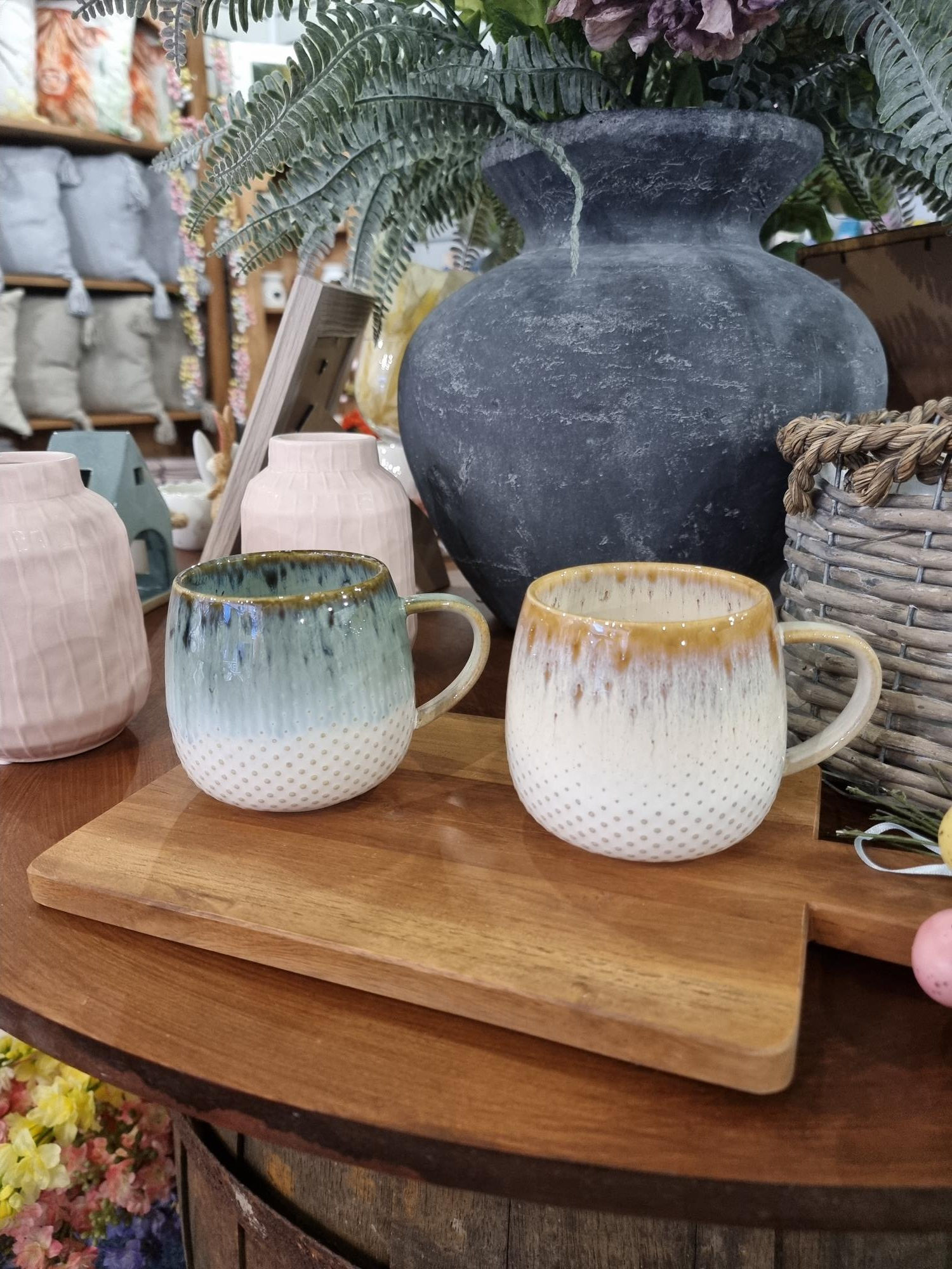 Blue & Yellow Ceramic Mug Set