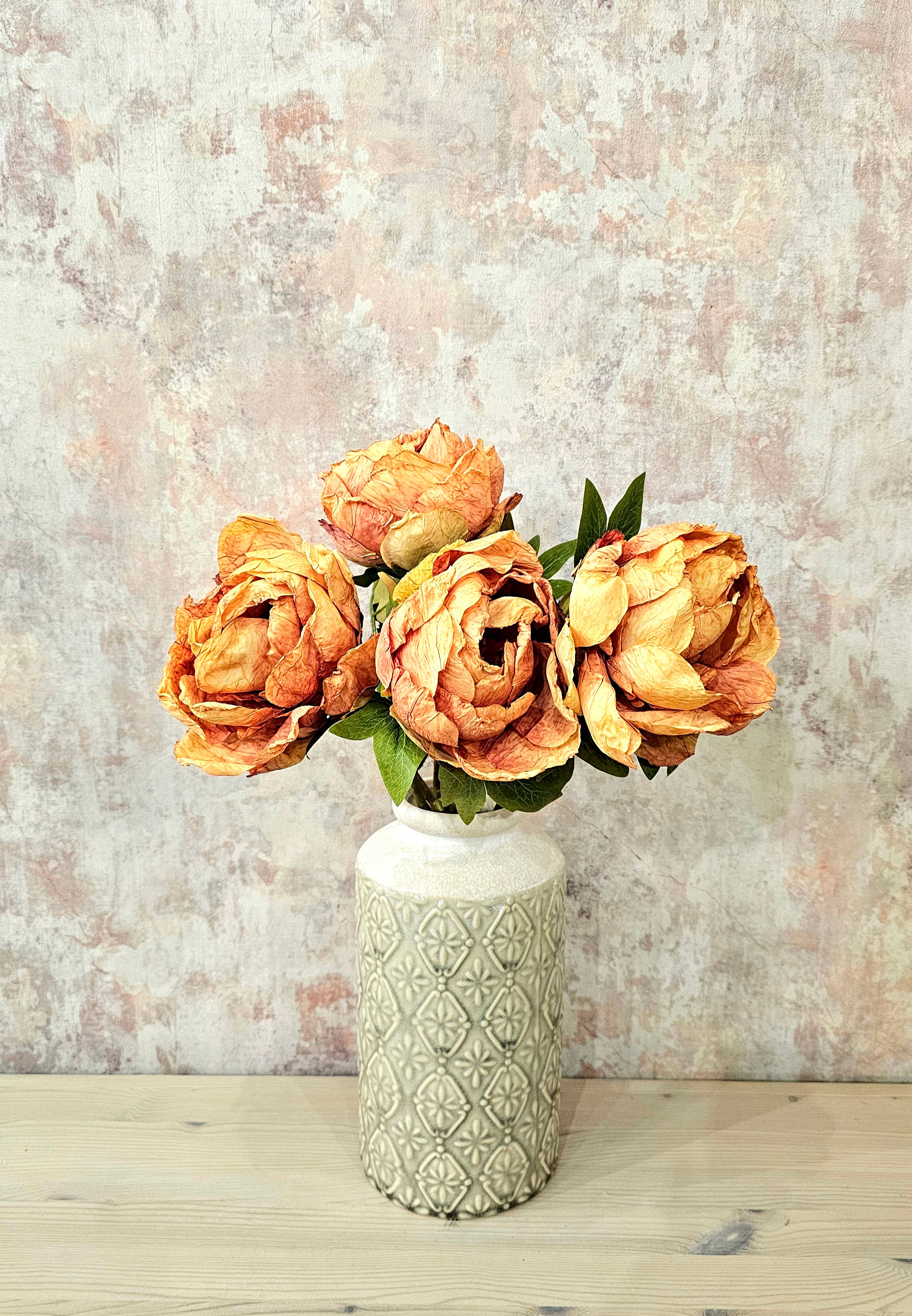 Faux Dried Touch Closed Orange Peony