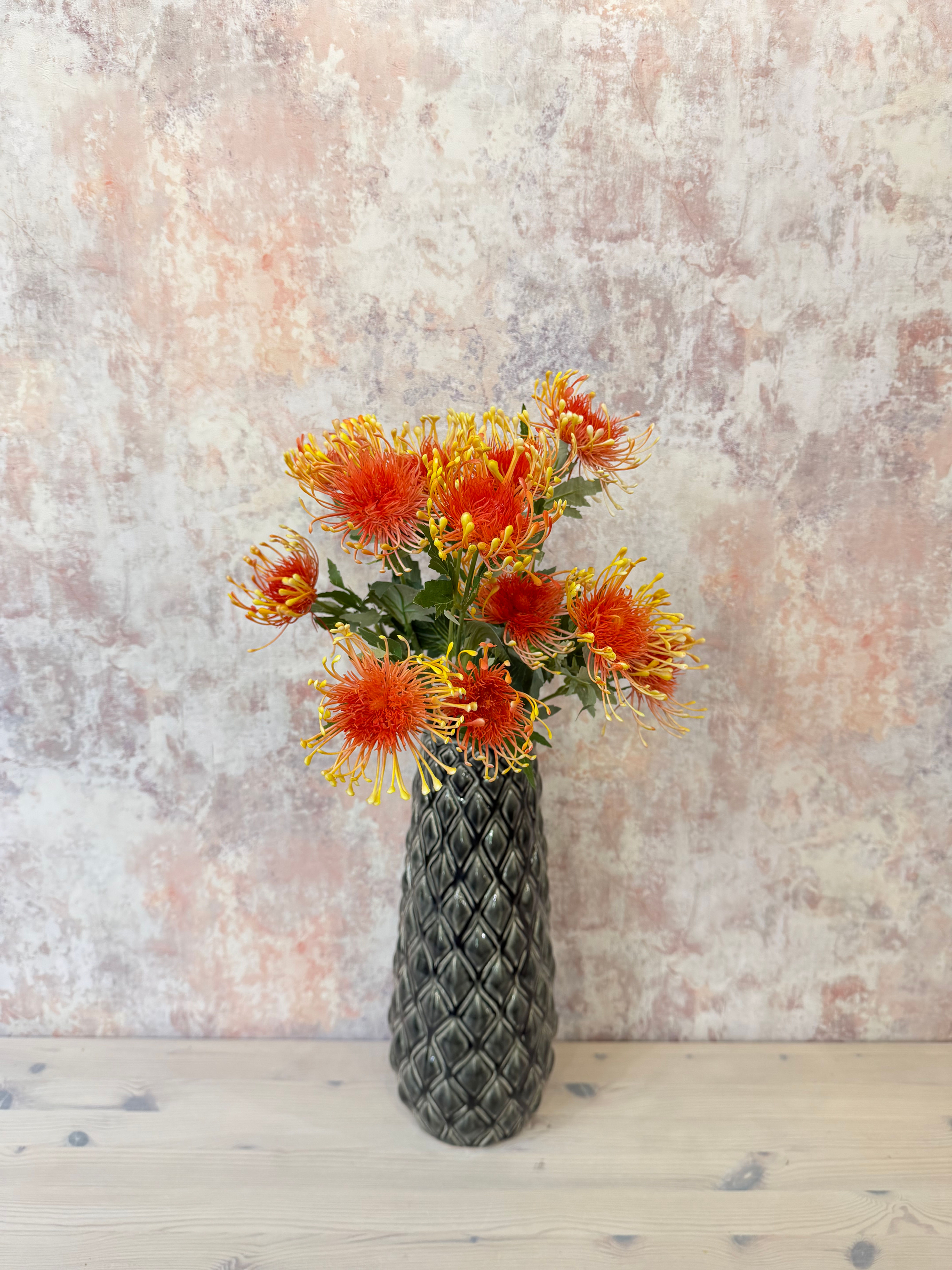 Faux Orange Spider Chrysanthemum Stem