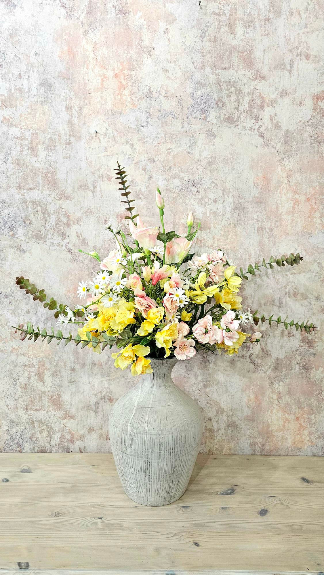 Yellow & Pink Spring Faux Arrangement