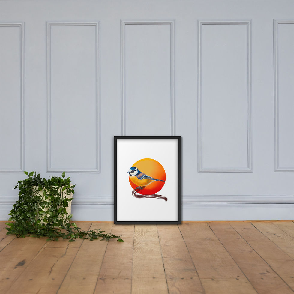 縮圖：Linamal Blue Tit-Framed poster