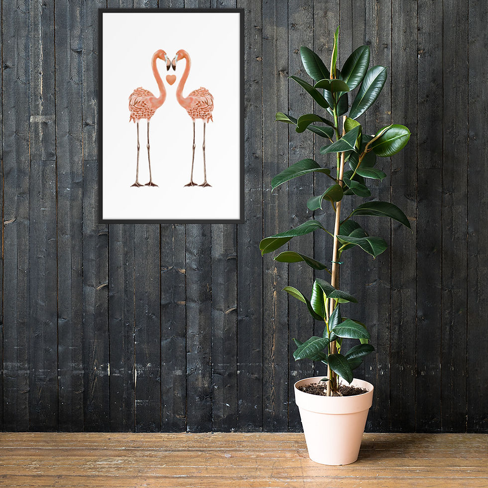 Thumbnail: Linamal Flamingo LOVE - Framed poster