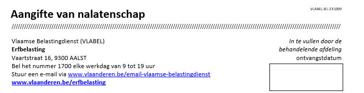 Hoofding aangifte in de nalatenschap