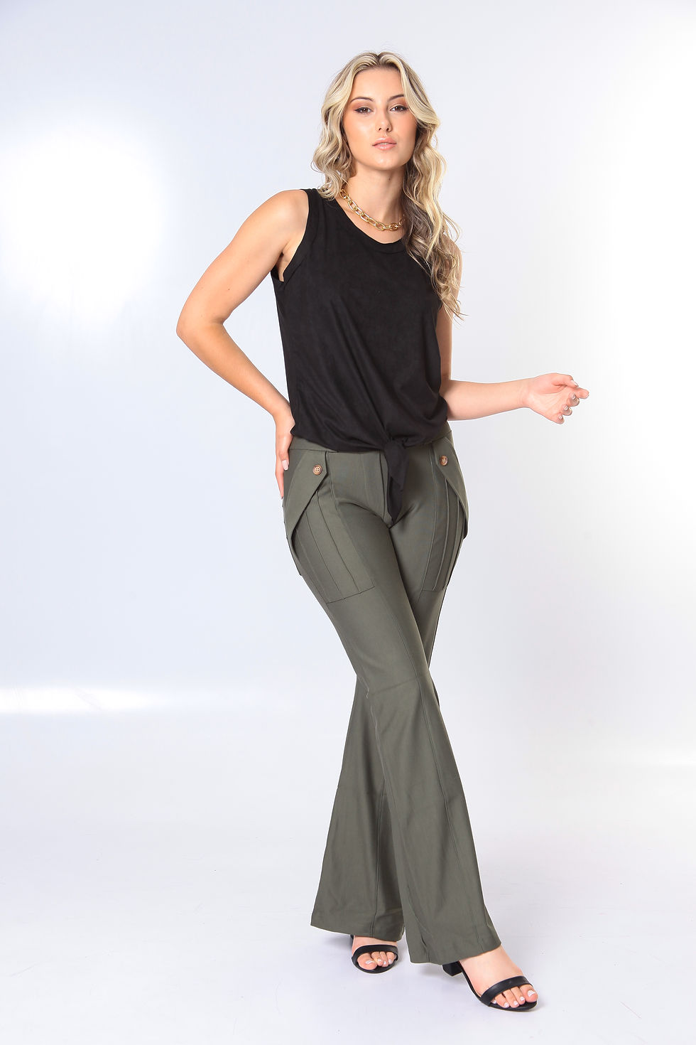 Miniatura: Calça Flare em malha Berlim