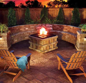 RumbleStone® Bench and Fire Pit in Café