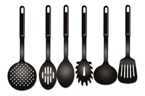 Miniatura: Kit Utensílios De Cozinha Em Nylon com 6 peças Preto Facilite UD