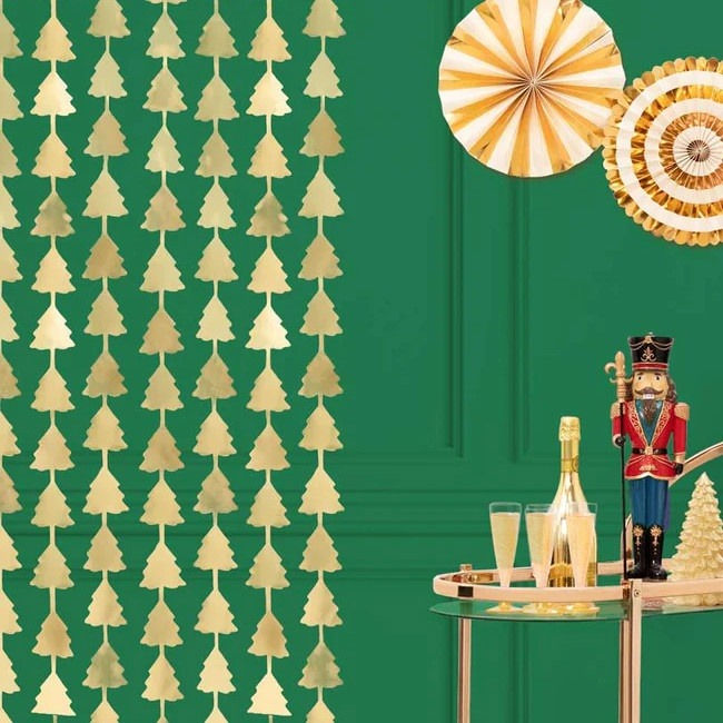 Miniatura: Cortina Metalizada Árvore de Natal Dourada ou Verde 1m X 2m