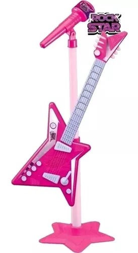 Miniatura: Guitarra Musical Infantil com Microfone Rock Star Rosa Zoop Toys