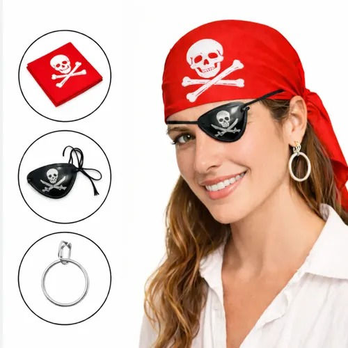 Miniatura: Kit Pirata com Tapa olho Brinco e Bandana