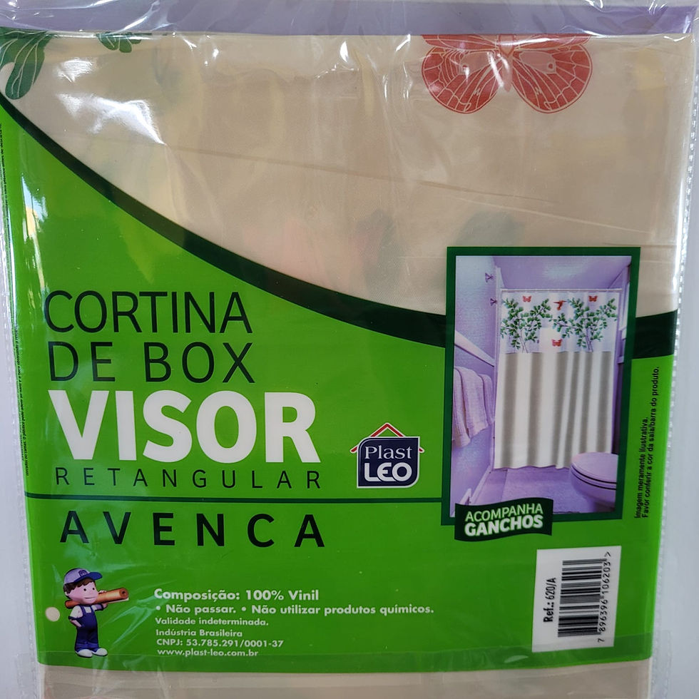 Miniatura: Cortina para Box de Banheiro com Visor mede: 135x200cm acompanha ganchos