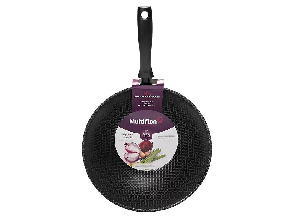 Miniatura: Frigideira Antiaderente 28 Multiflon Alumínio Wok Gourmet Preta