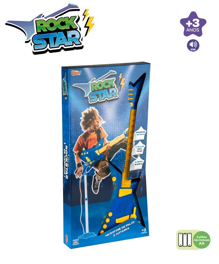 Miniatura: Guitarra Musical Infantil com Microfone Rock Star Azul Zoop Toys