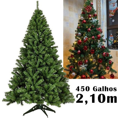 Árvore Pinheiro de Natal Verde 210cm 450 Galhos