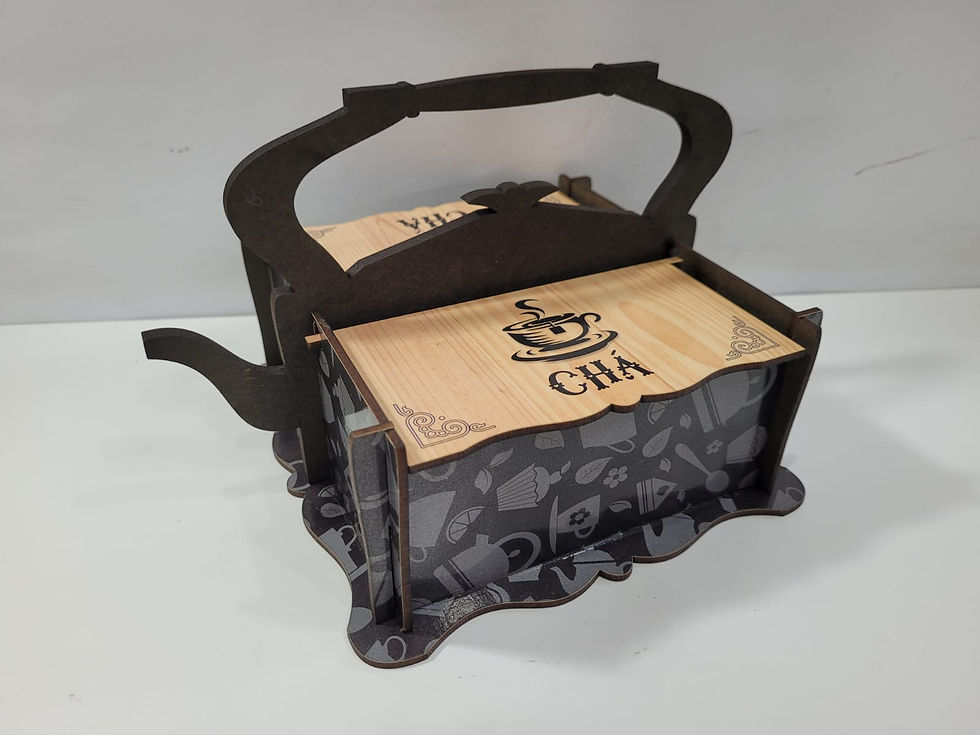 Miniatura: Porta Chá Chaleira MDF Decorativo