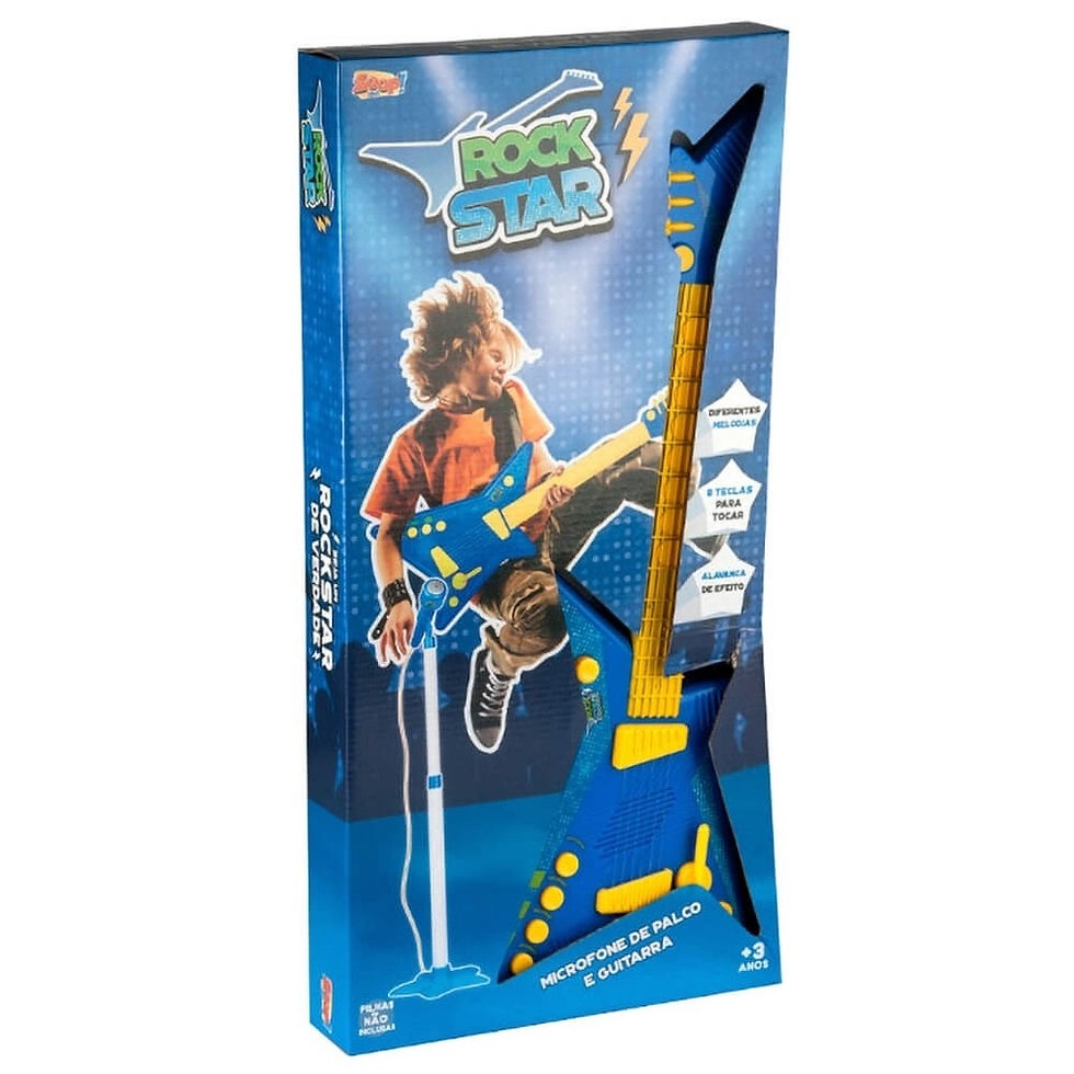 Miniatura: Guitarra Musical Infantil com Microfone Rock Star Azul Zoop Toys