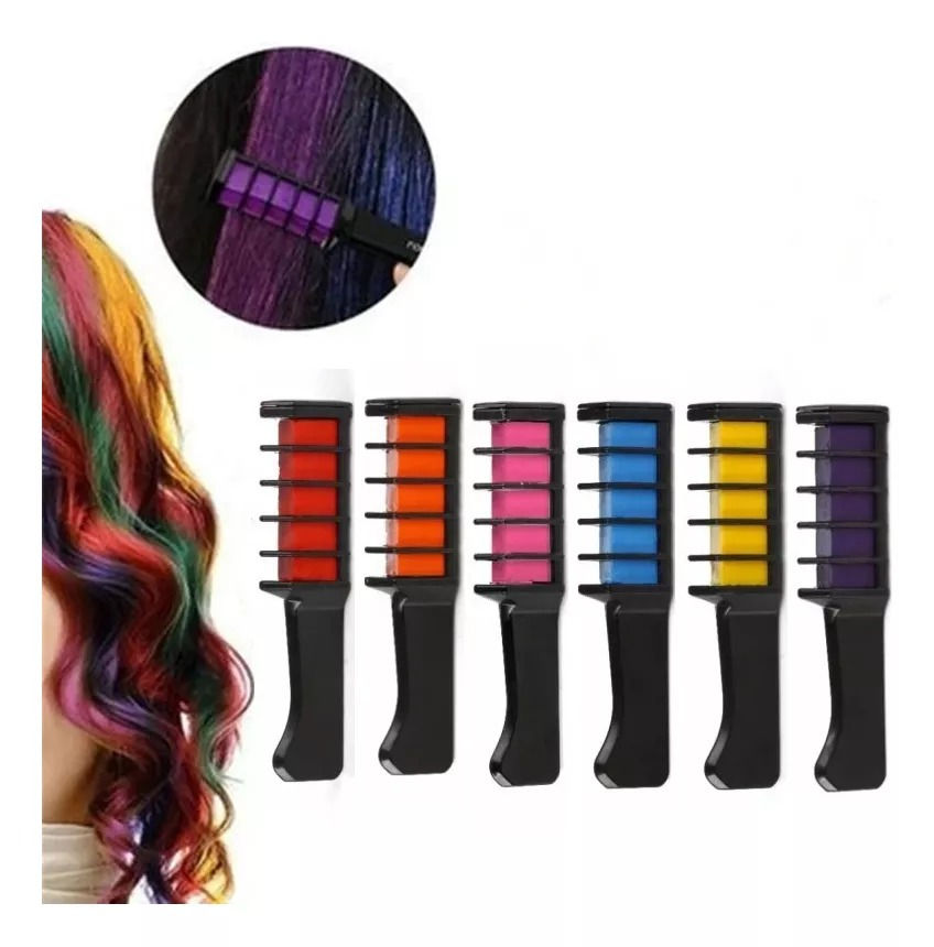 Miniatura: Kit Pente com Giz Colorido para Pintar Cabelo Hair Chalk