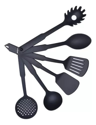 Miniatura: Kit Utensílios De Cozinha Em Nylon com 6 peças Preto Facilite UD