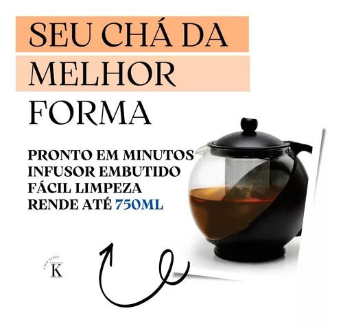 Miniatura: Chaleira de Vidro com Infusor 750ml Fratelli