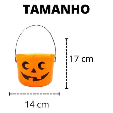 Miniatura: Balde Decorativo Abóbora com Alça 17cm